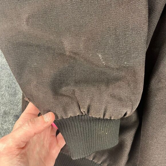 Berne Canvas Hooded Fleece Lined Full Zip Jacket Brown Men's XL Workwear - Picture 12 of 13